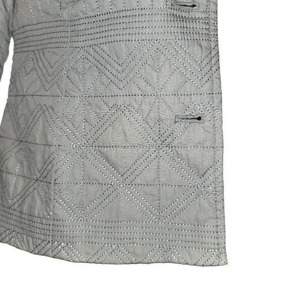 Sigrid Olsen Quilted Jacket Spring Coat Slate Blue Cotton Woman's Size XS JJ3487 - Picture 5 of 8